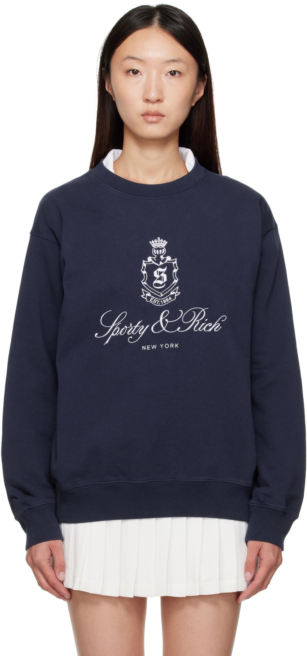 Sporty&Rich｜ (Polo Club Crewneck - Dark Navy (ST0716122 Sweatshirt Sporty & Rich NY Running Club Sweatshirt