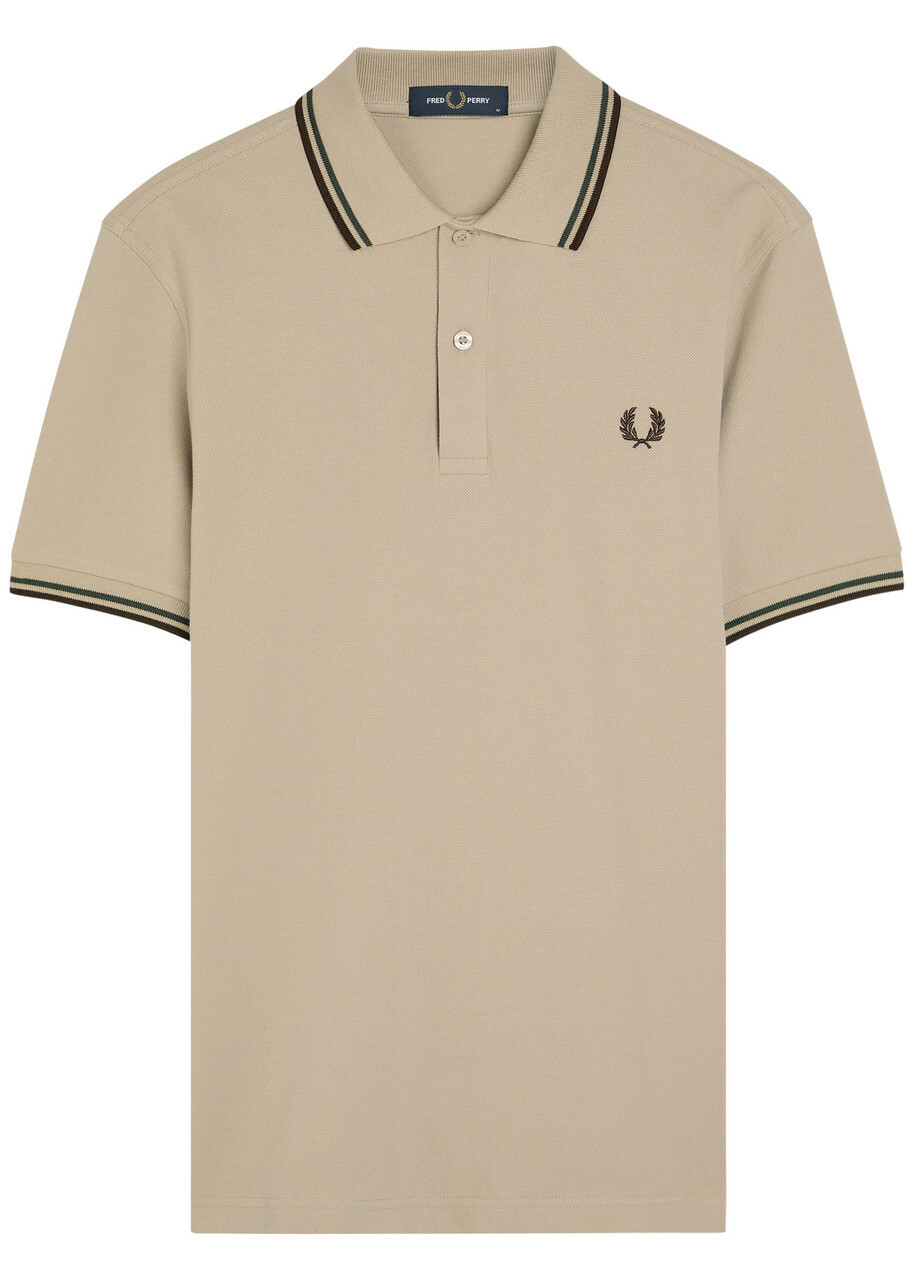 Fred Perry Twin Tipped Logo Piqué Cotton Polo Shirt Ecru