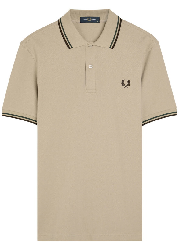 Photo: Fred Perry Twin Tipped Logo Piqué Cotton Polo Shirt Ecru