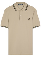 Fred Perry Twin Tipped Logo Piqué Cotton Polo Shirt Ecru