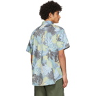 Engineered Garments Black and Blue Floral Popover Short Sleeve Shirt