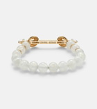 Ananya Chakra 18kt gold and moonstone bangle with diamonds and quartz