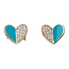 Adina Reyter Gold and Blue Ceramic Pave Folded Heart Earrings