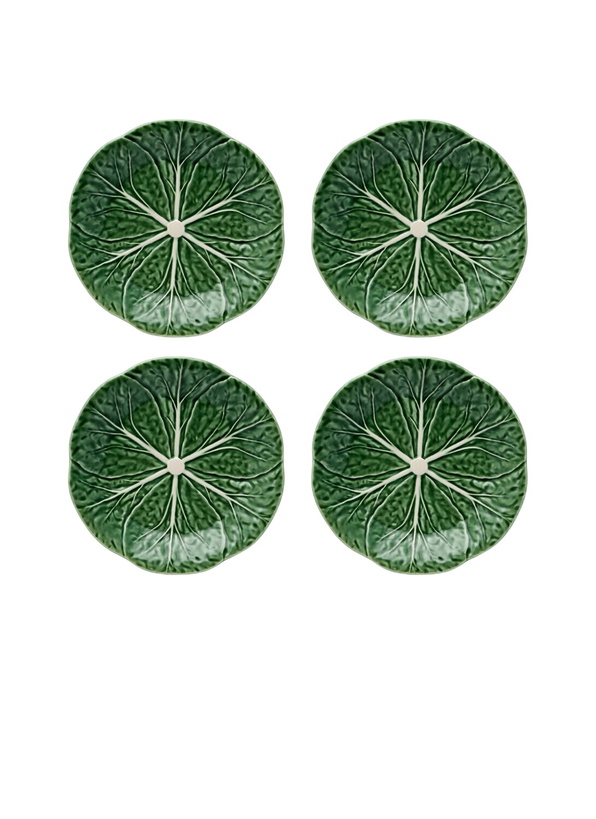 Photo: Bordallo Pinheiro Set Of Four Couve Dessert Plates