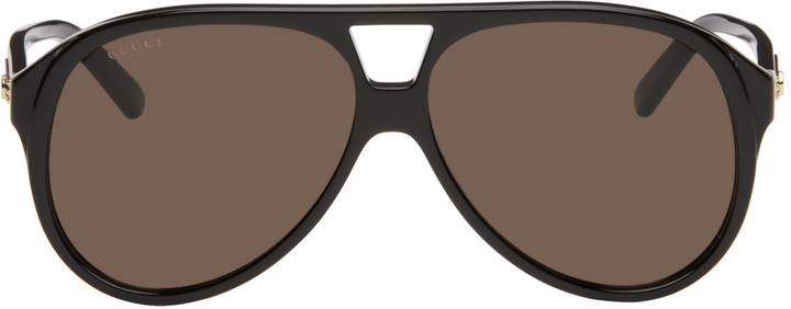 Photo: Gucci Black Aviator Sunglasses