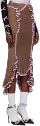 Nodress Brown Ruffle Midi Skirt