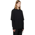 Simone Rocha Black Lace Up Hem Layered Long Sleeve T-shirt