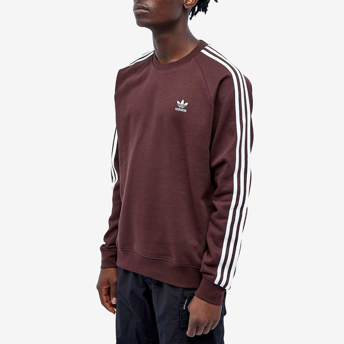 Brown Adidas in Men\'s 3 Stripe Sweater Shadow adidas Crew