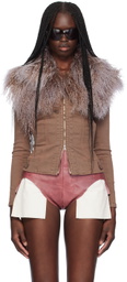 KNWLS Brown Shiv Shearling Denim Jacket