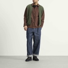 Universal Works Men's Peached Poplin Bakers Overshirt in Brown