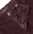 Incotex - Blue Slim-Fit Stretch Cotton-Corduroy Trousers - Burgundy