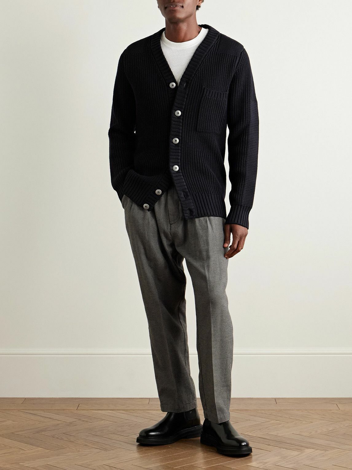 S.N.S. Herning - Robust Ribbed Virgin Wool Cardigan - Blue