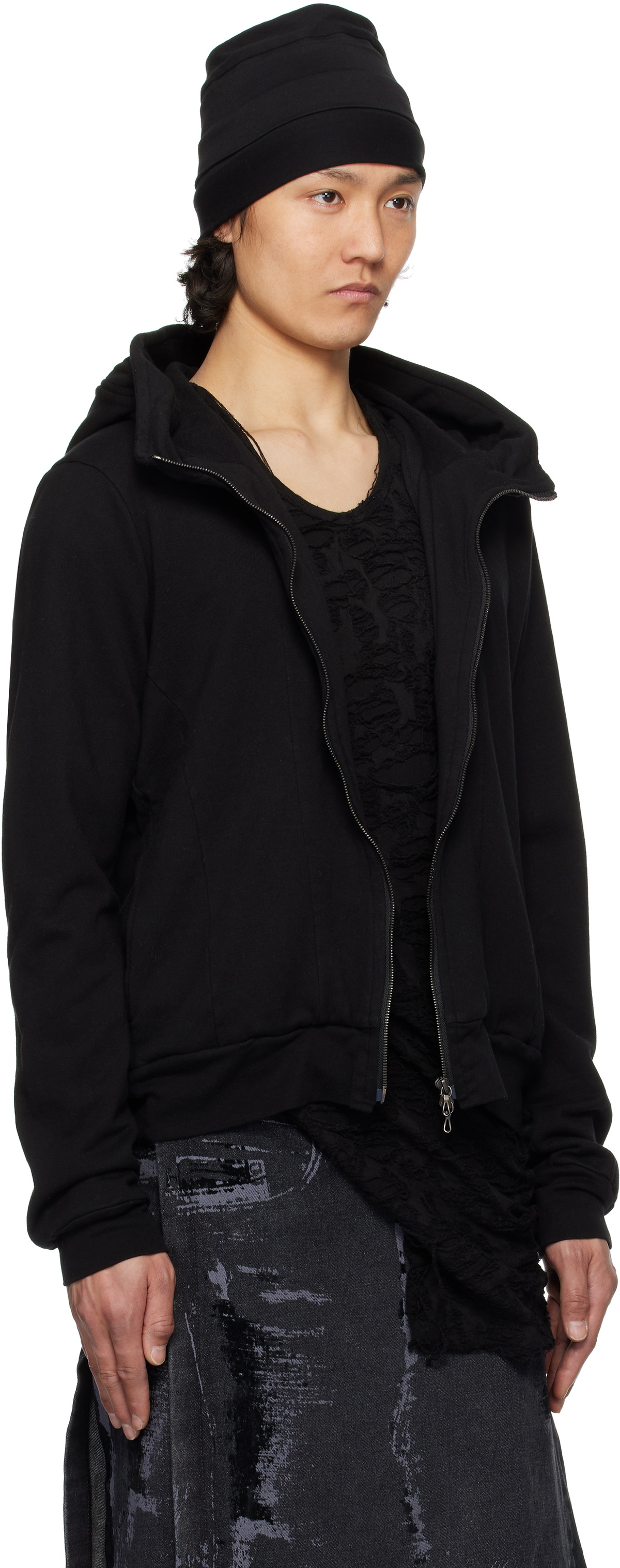 Julius Black Seamed Hoodie