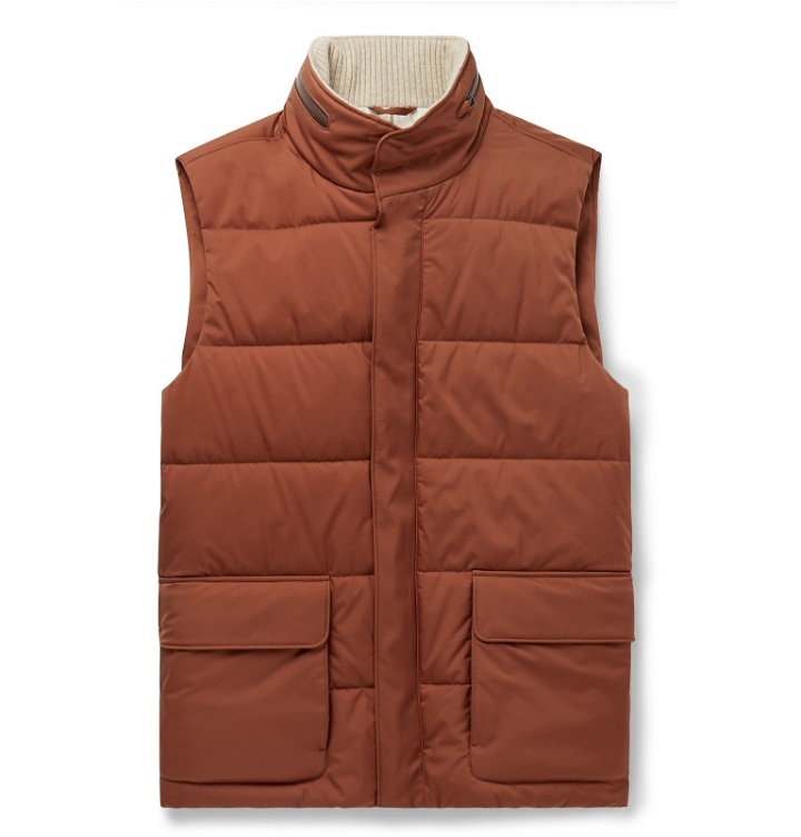 Photo: Loro Piana - Storm System Quilted Shell Hooded Gilet - Brown