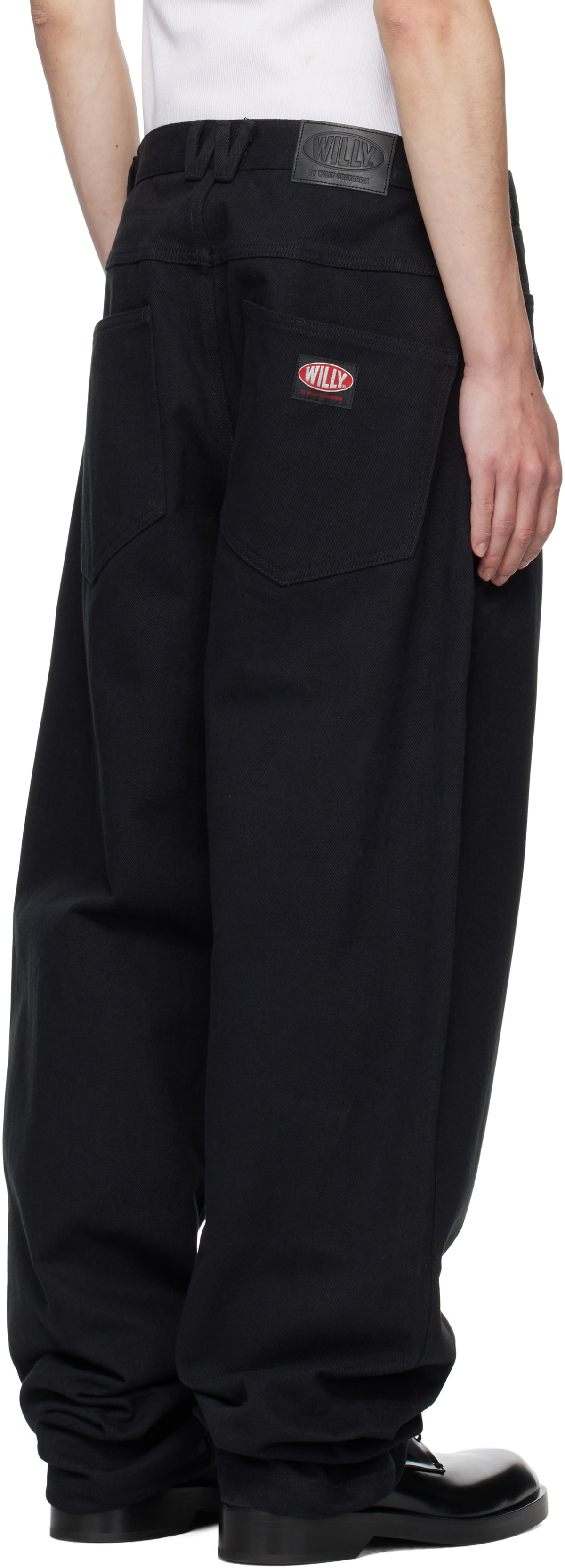 WILLY CHAVARRIA Black Tapered Bad Boy Jeans