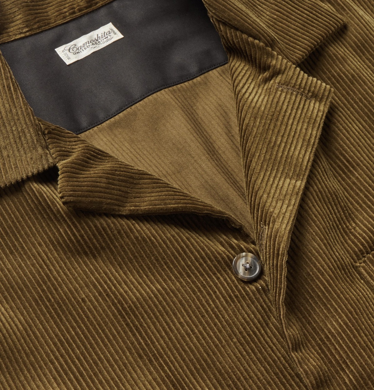 Camoshita Camp Collar Cotton Corduroy Overshirt Brown Camoshita