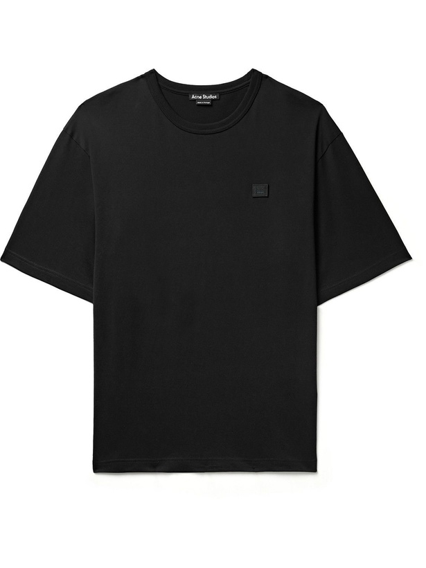 Photo: Acne Studios - Exford Oversized Logo-Appliquéd Cotton-Jersey T-Shirt - Black