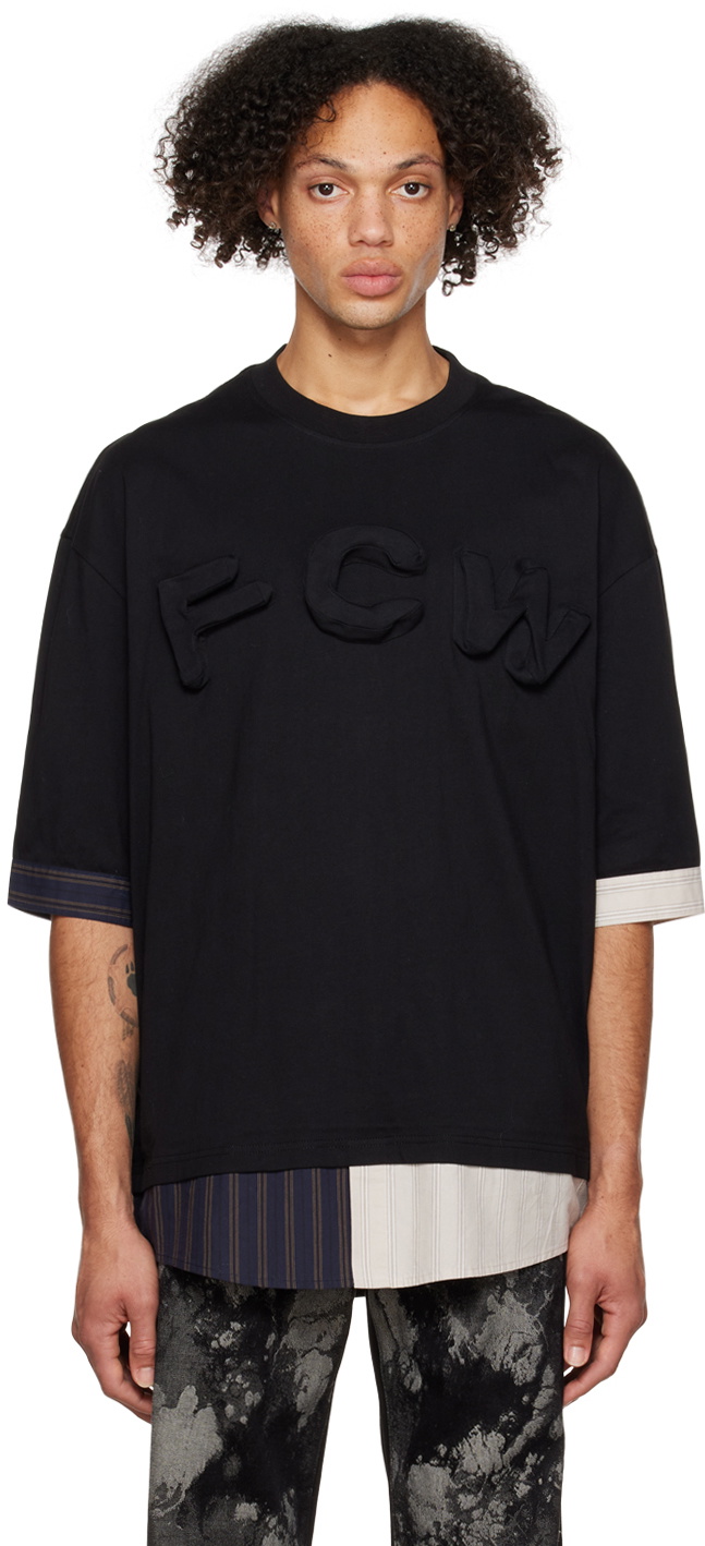 Feng Chen Wang Black Paneled T-Shirt Feng Chen Wang