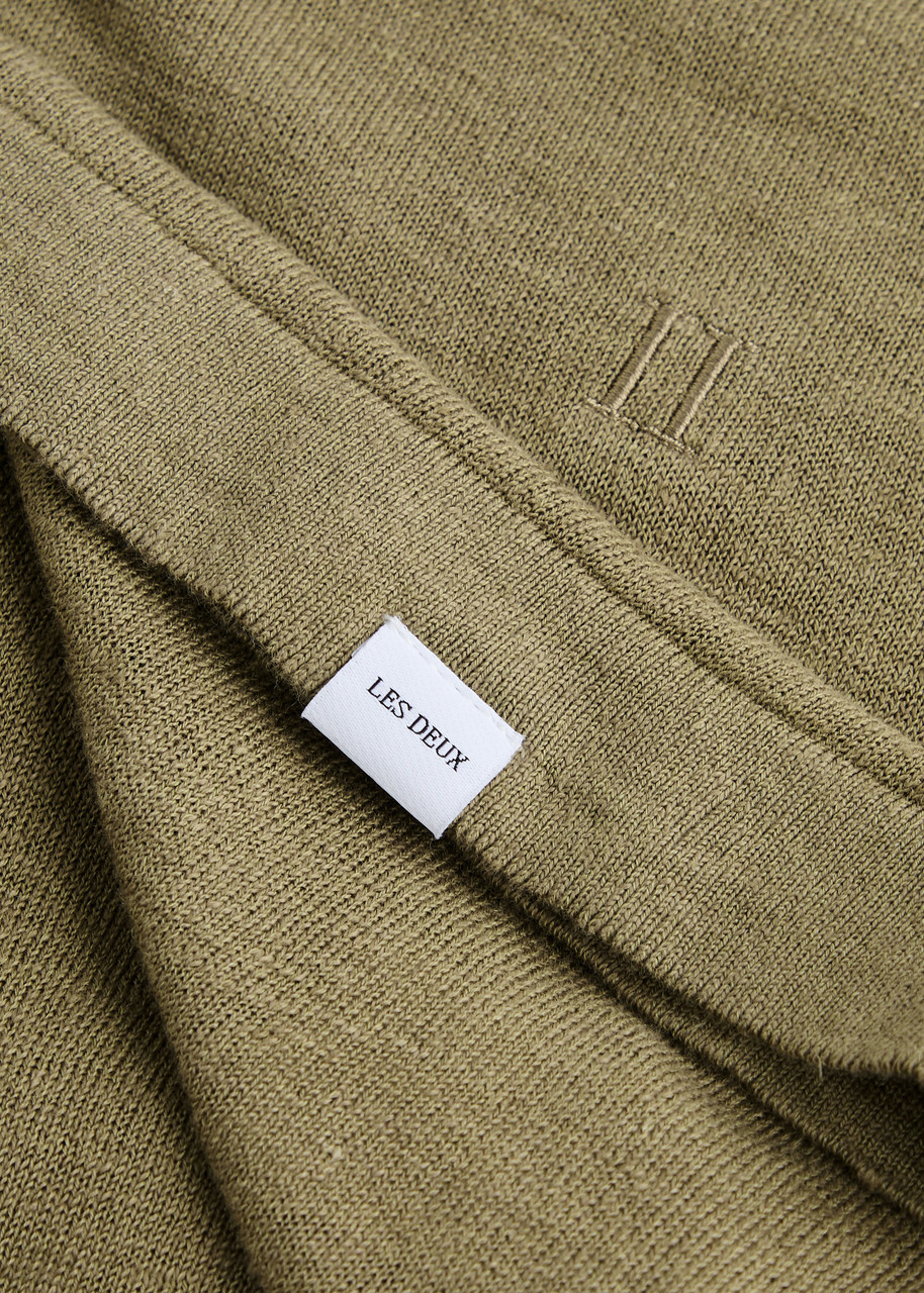 Les Deux Emmanuel Linen-blend Polo Shirt Khaki
