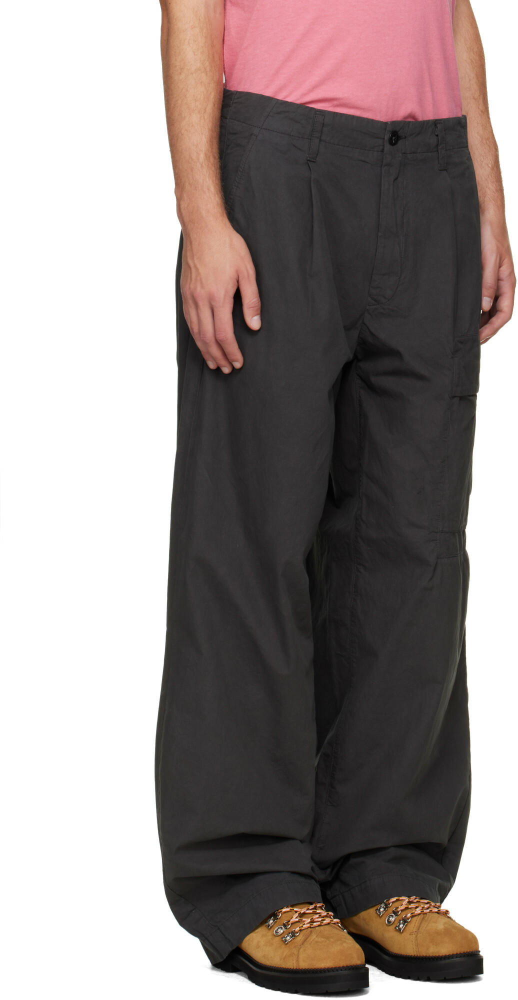 C.P. Company Gray Micro-Reps Boxy Pleats Cargo Pants