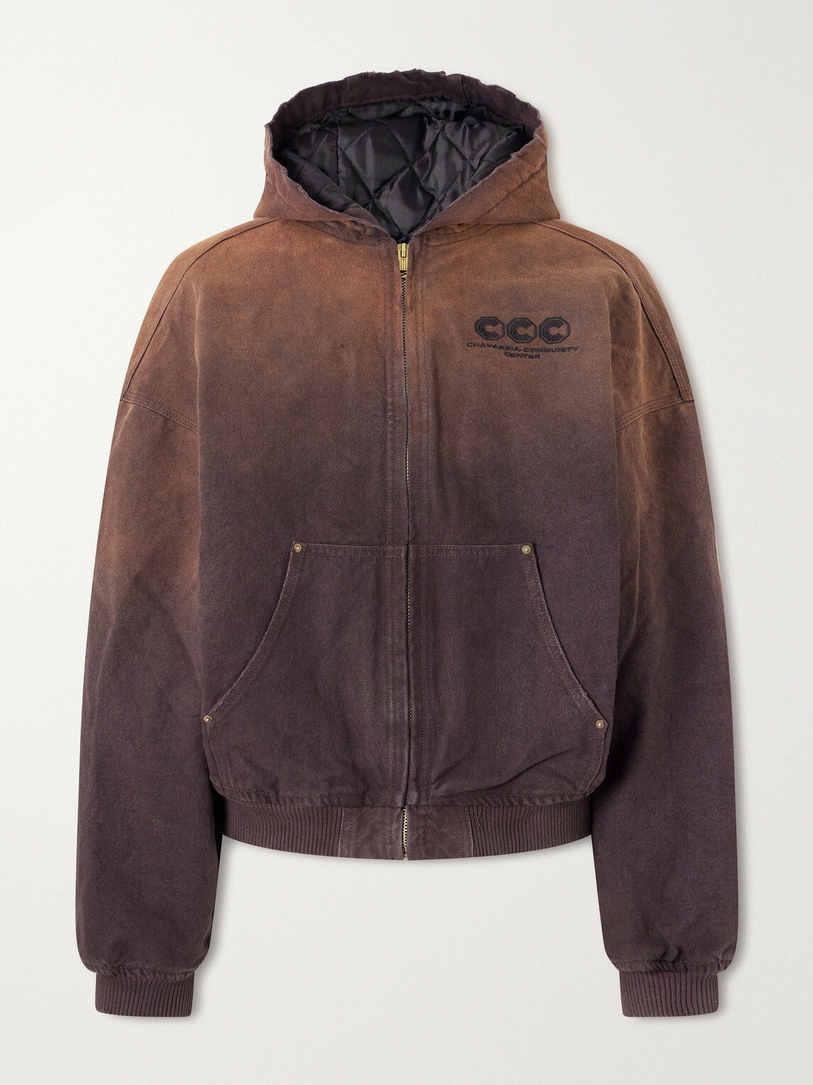 Willy Chavarria - Juggernaut Logo-Embroidered Ombré Cotton-Canvas Bomber Jacket - Brown