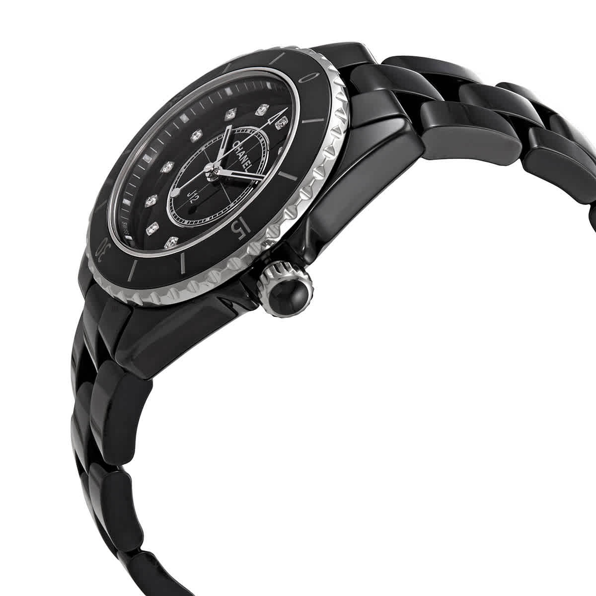 Chanel J12 Quartz Diamond Black Dial Ladies Watch H5701