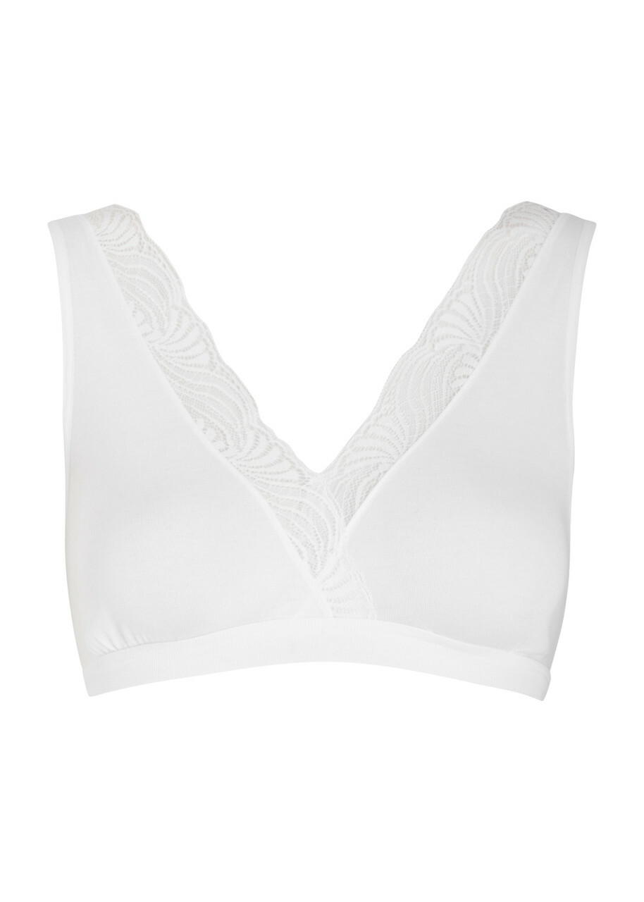 Hanro Cotton Delight Lace-trimmed Cotton Soft-cup bra White