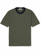 Mr P. - Knitted Cotton and Silk-Blend T-Shirt - Green