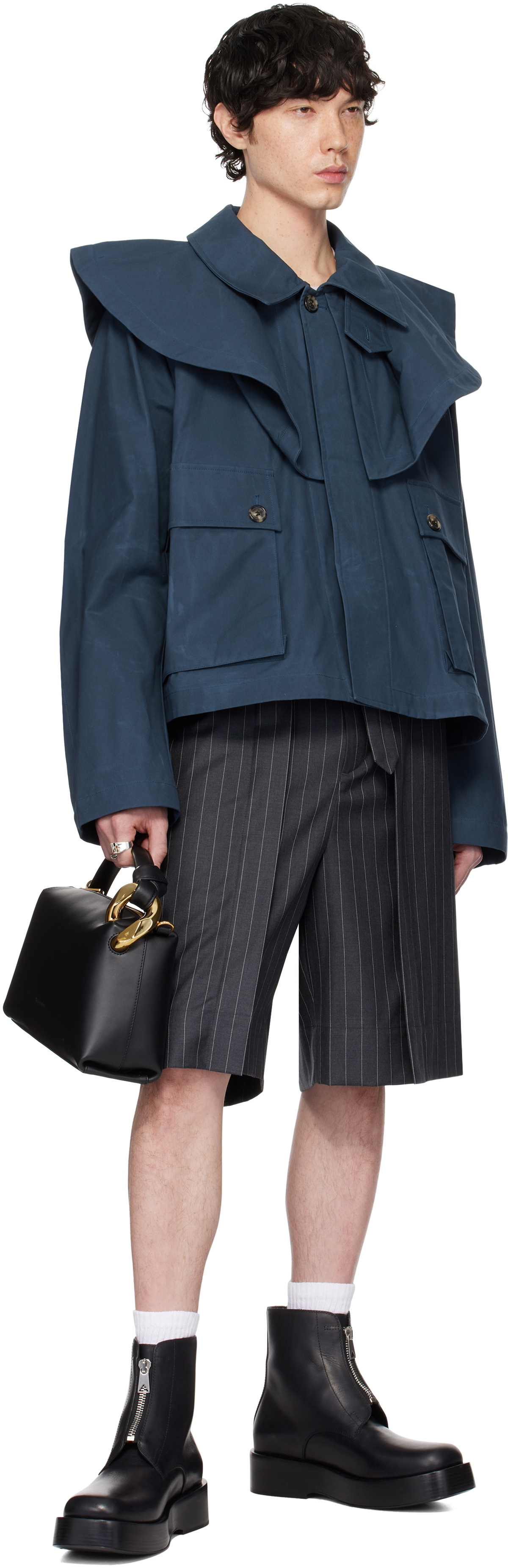JW Anderson Blue Oversized Collar Trench Jacket JW Anderson