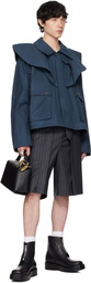 JW Anderson Blue Oversized Collar Trench Jacket