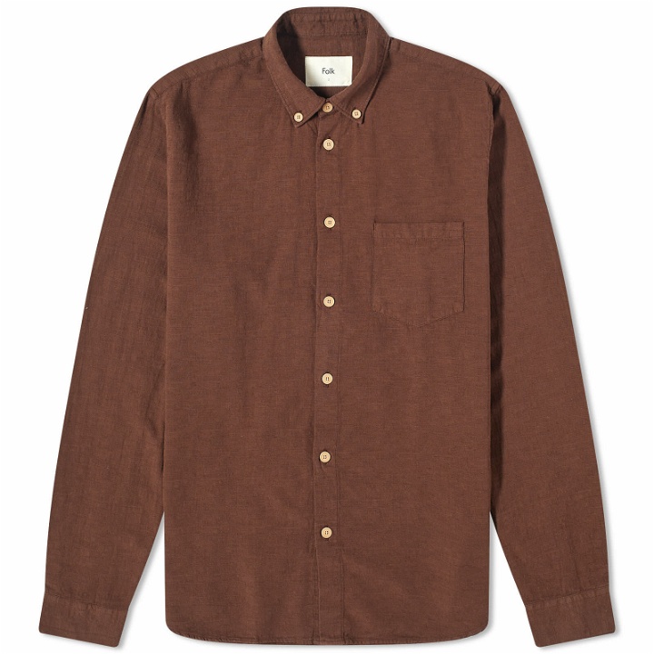 Photo: Folk Men's Relaxed Fit Shirt in Fig Texture