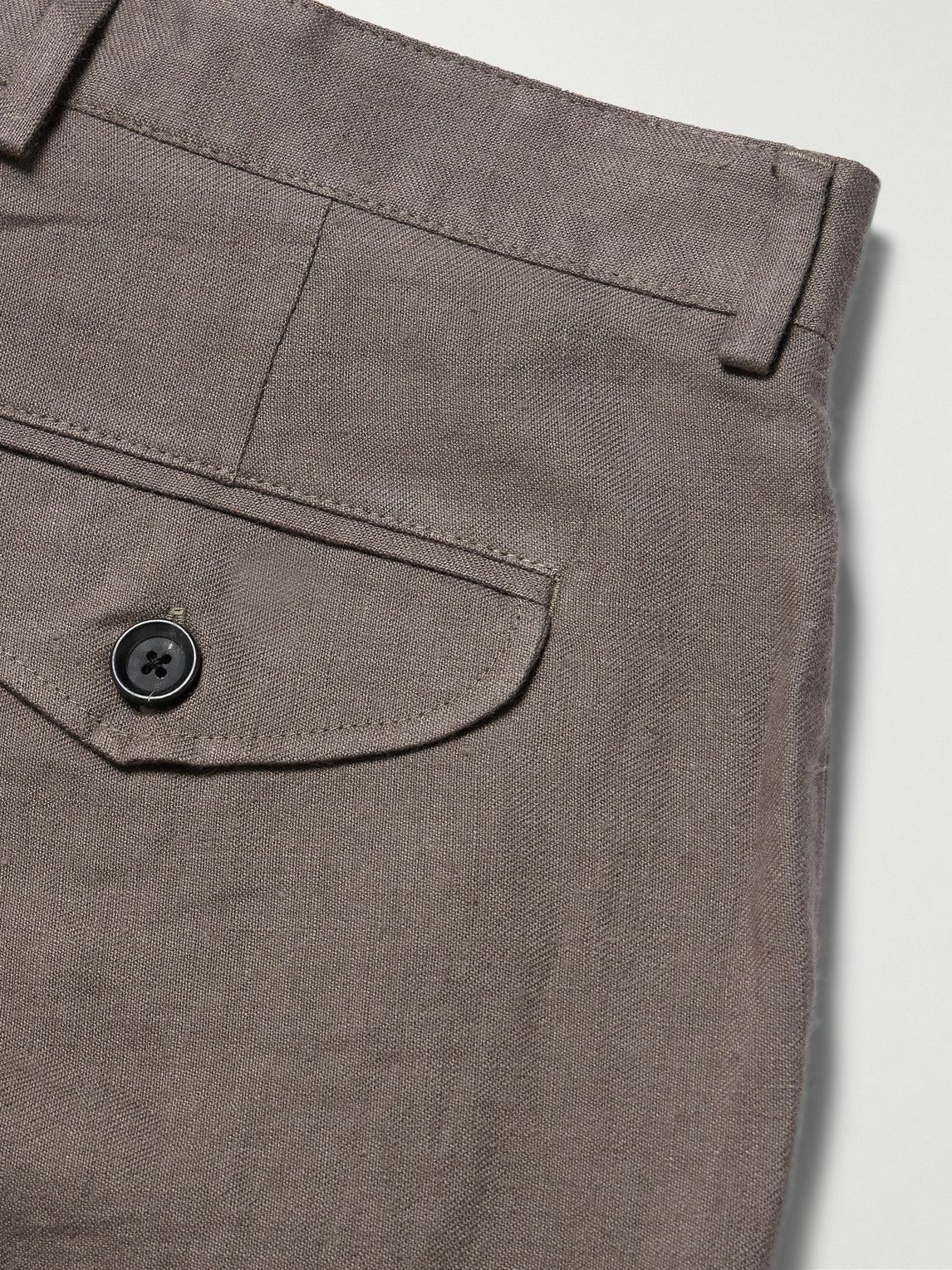 Oliver Spencer - Fishtail Tapered Linen Trousers - Brown