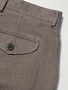 Oliver Spencer - Fishtail Tapered Linen Trousers - Brown