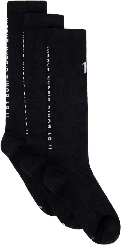 Photo: 11 by Boris Bidjan Saberi Three-Pack Black Logo Socks