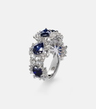 Suzanne Kalan 18kt white gold ring with sapphires and diamonds