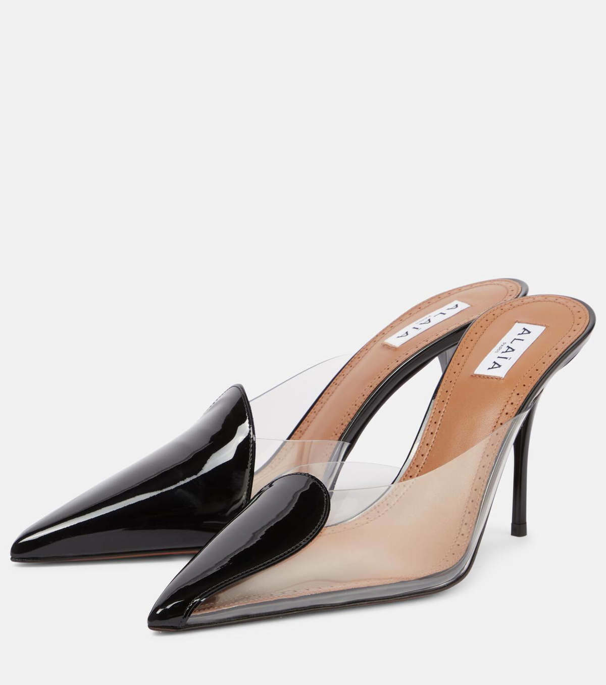 Alaïa 90 PVC and leather mules