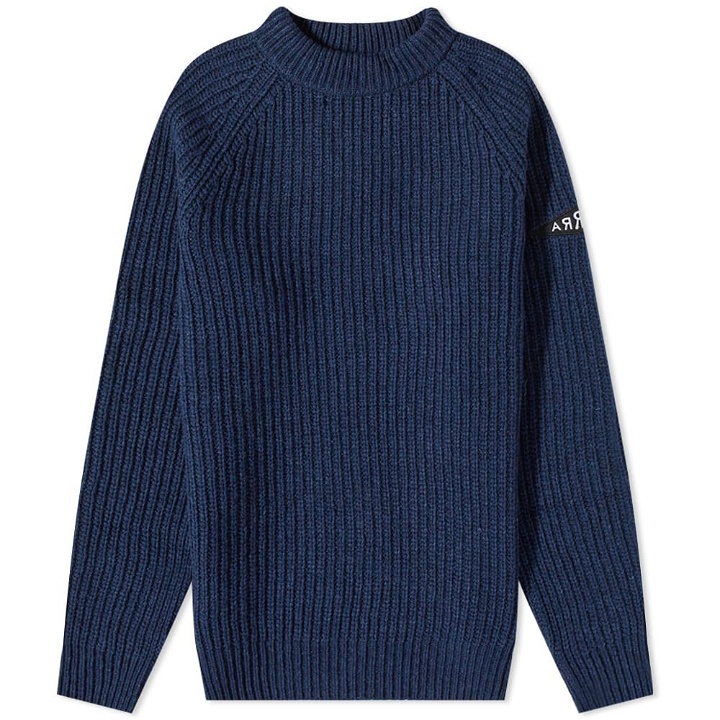Photo: By Parra Men's Mirrored Flag Ribbed Crew Knit in Blue