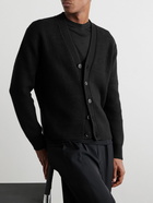 Zegna - Ribbed Oasi Cashmere and Cotton-Blend Cardigan - Black