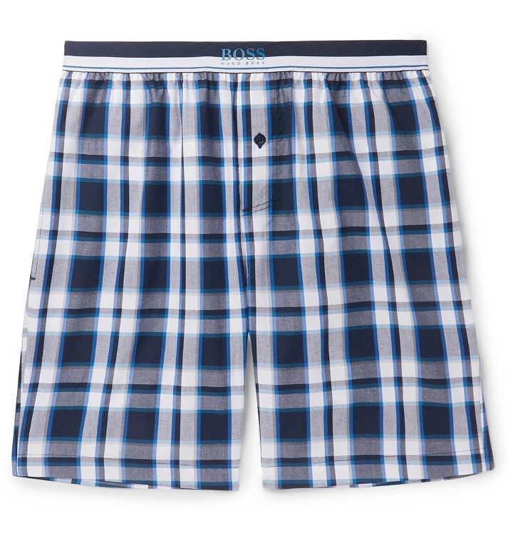 Photo: Hugo Boss - Checked Cotton Pyjama Shorts - Navy
