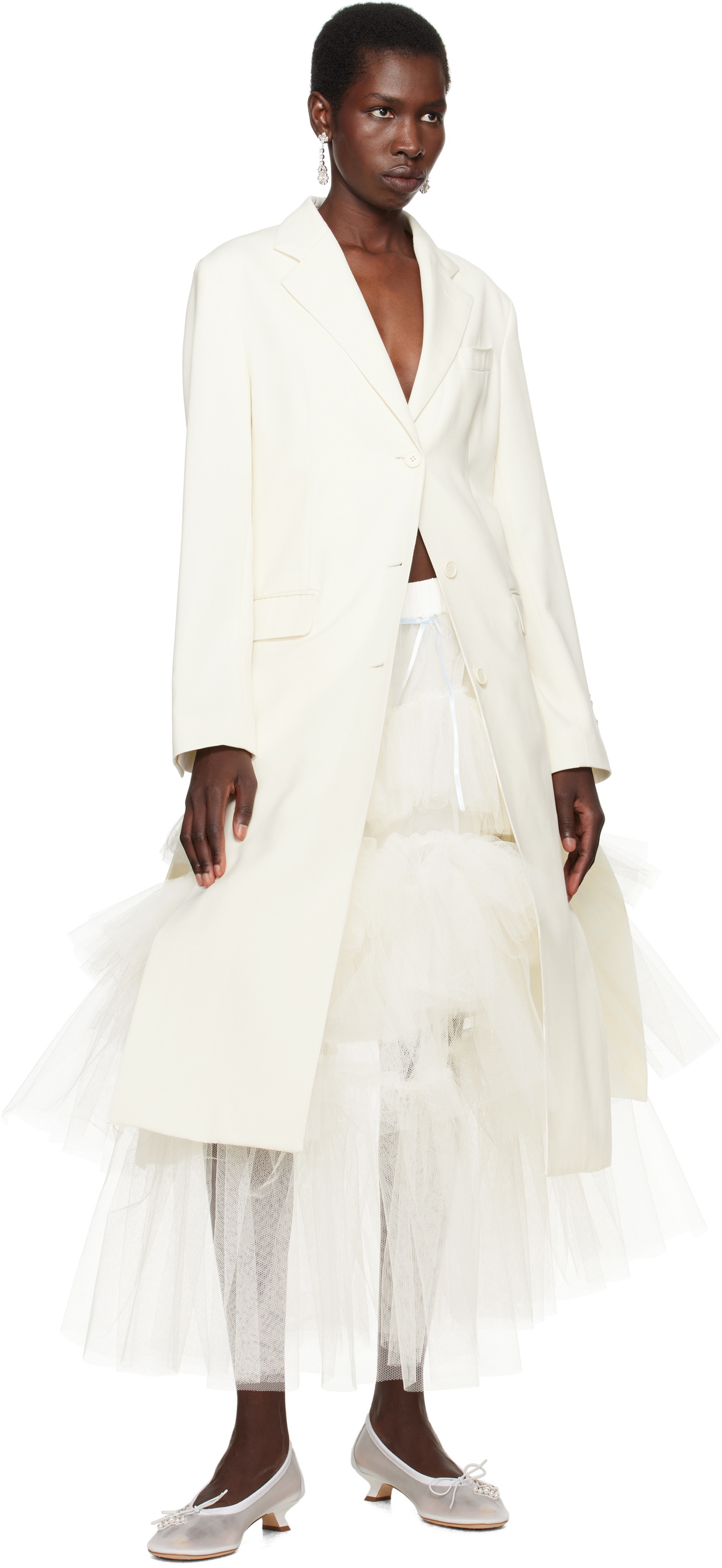 Simone Rocha SSENSE Exclusive Bridal Capsule Cut-Out Bow Detail Coat
