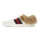 Gucci White Wool-Lined New Ace Sneakers