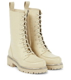 Rene Caovilla Croc-effect leather combat boots