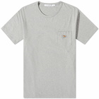 Maison Kitsuné Men's Baby Fox Patch Classic Pocket T-Shirt in Grey Melange