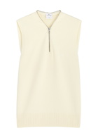 Courrèges Logo-appliqué Half-zip Wool Vest Natural