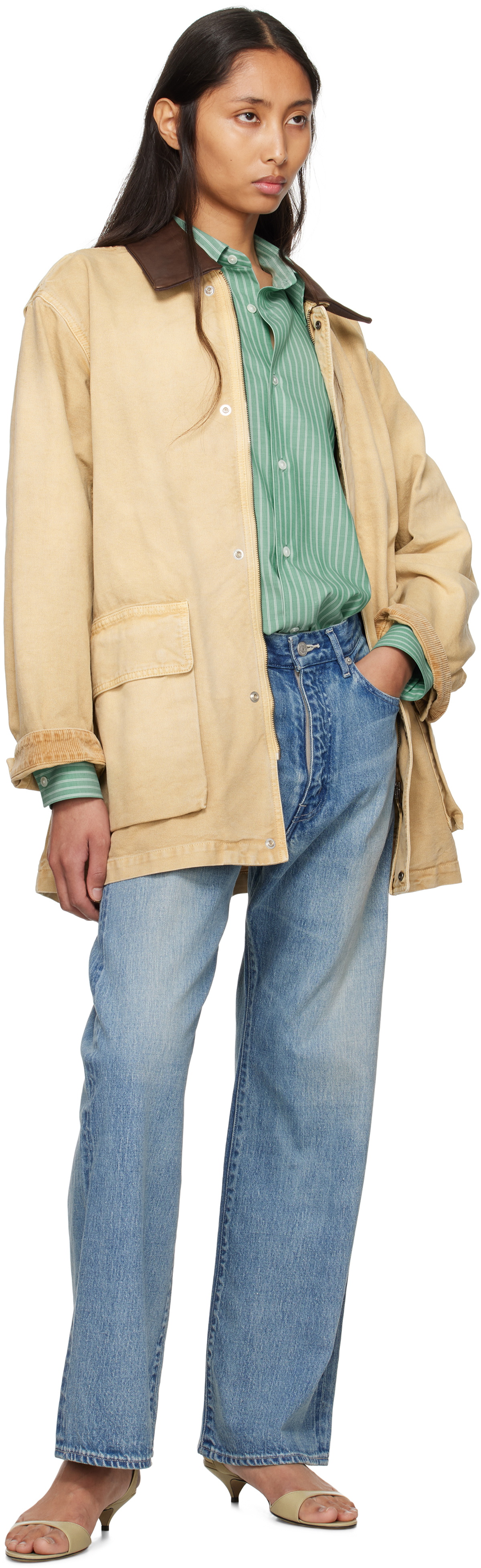 AURALEE Blue Selvedge Faded Light Jeans