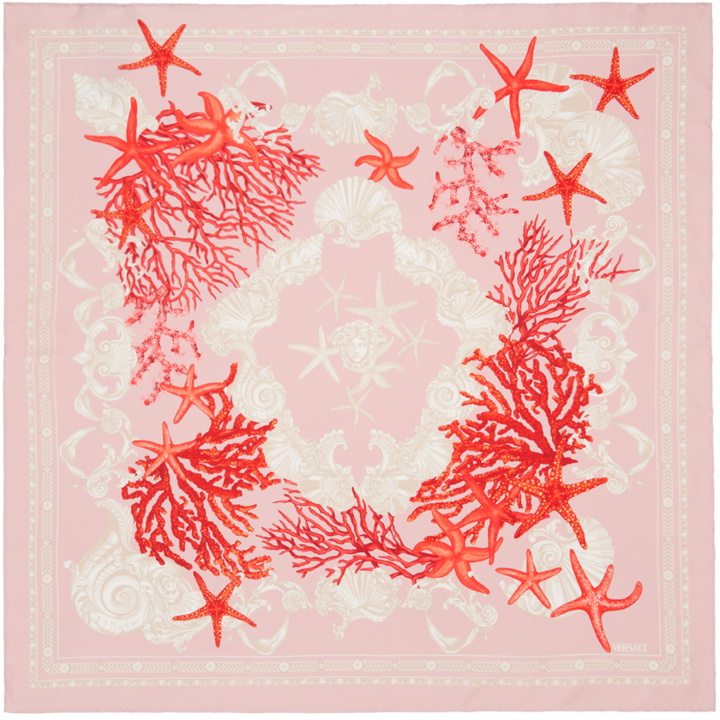 Photo: Versace Pink & Red Barocco Sea Silk Scarf