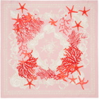 Versace Pink & Red Barocco Sea Silk Scarf