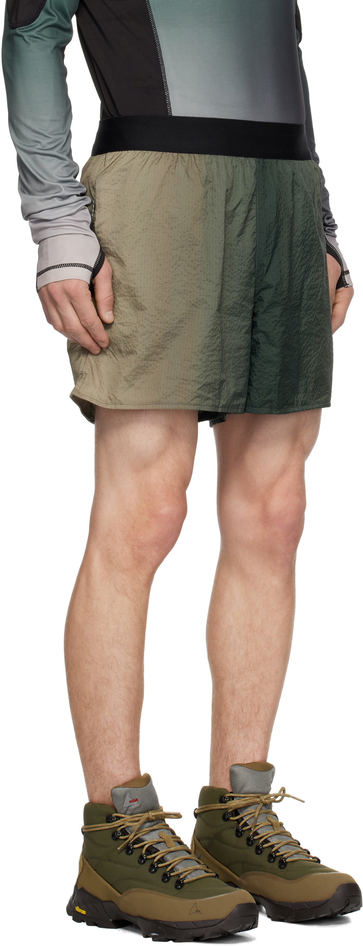RCOS Green & Brown 2-In-1 Nylon Running Shorts