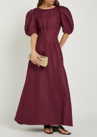 Gabriela Hearst Ranya Linen Maxi Dress Bordeaux