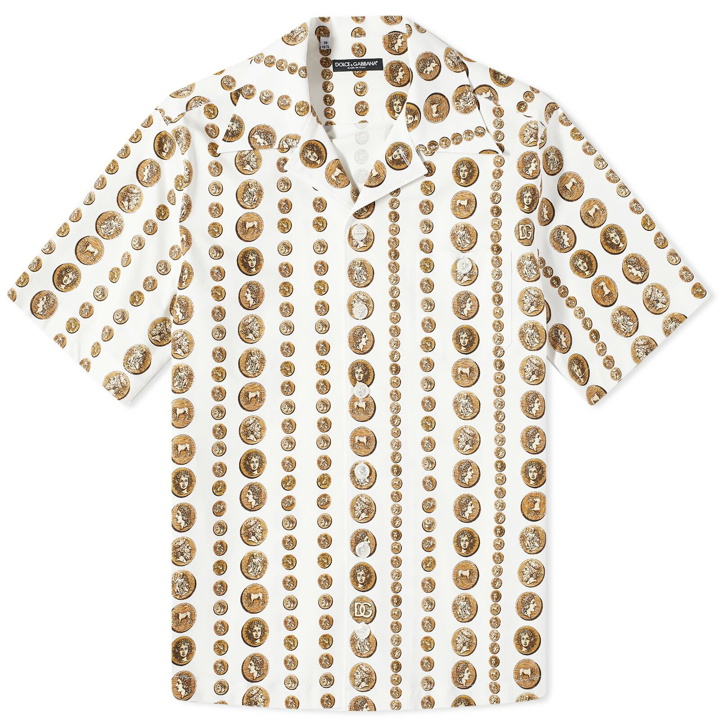 Photo: Dolce & Gabbana Men's Ancient Coins Cotton Vacation Shirt in Natural
